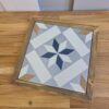 Dessous de plat bois et carrelage motif étoile Bleu Blanc Marron